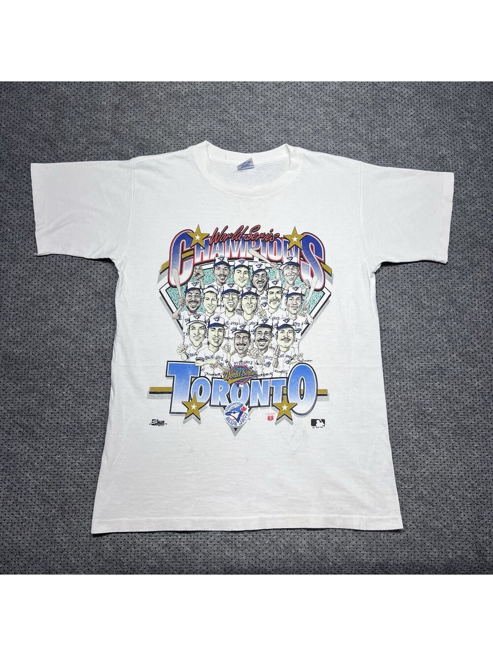 Vintage 1992 Salem Toronto Blue Jays World Series Champions Caricature T-Shirt M